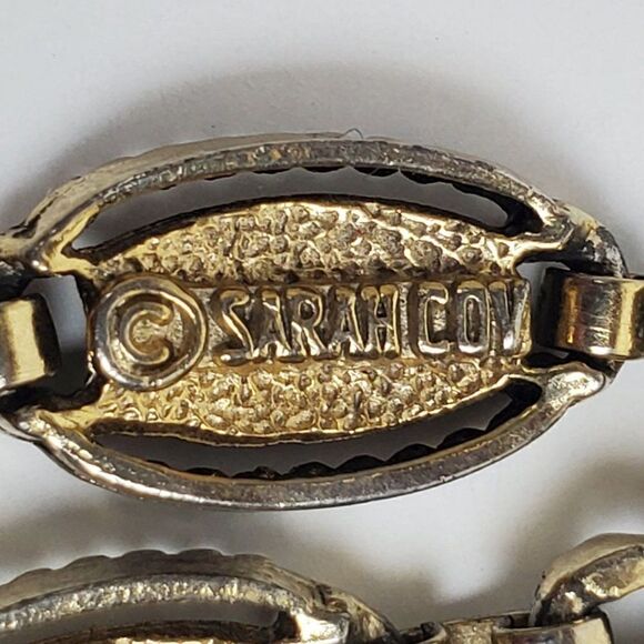 Vtg Sarah Coventry 60s Oval Gold Black Tone Chain Triple Strand Choker Necklace - Picture 6 of 12